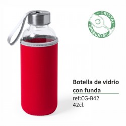 Botella de cristal 42cl personalizada con funda