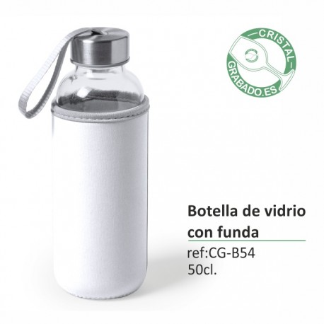 Botella de cristal 42cl personalizada con funda