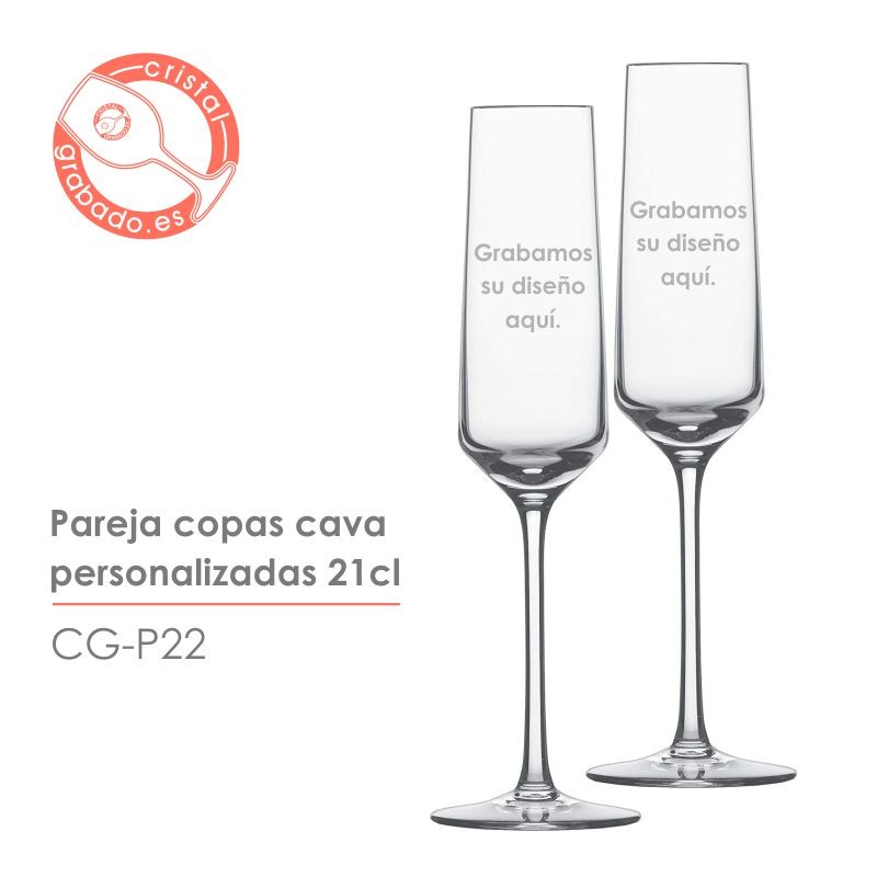 Pareja de copas de cava personalizadas