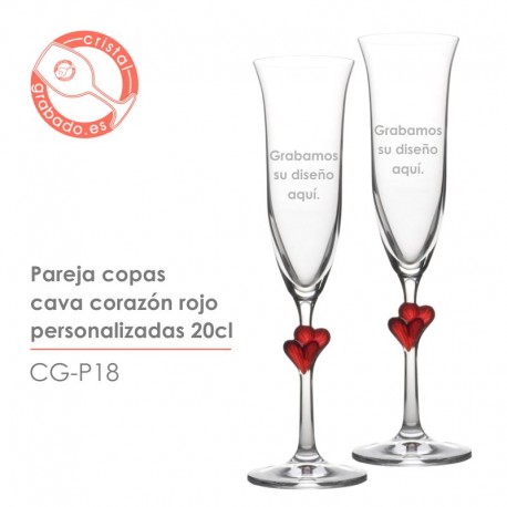 Copas de Champán Corazón Rojo 