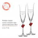 Copas de champán corazón Rojo personalizadas