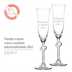 Copas de champán corazón stölzle grabadas