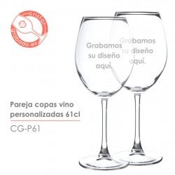 Pareja copas de vino grabadas