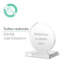 Trofeo cristal redondo personalizado