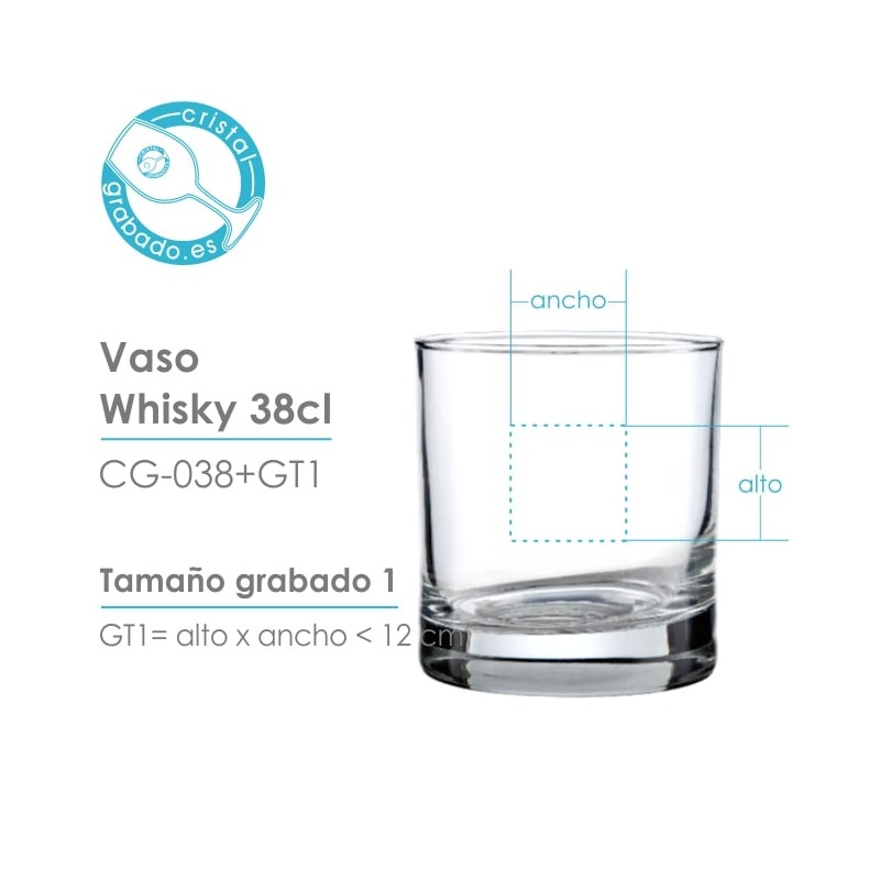 Deshacer Arena bloquear Vaso de whisky personalizado con grabado láser. Grabado con tu diseño