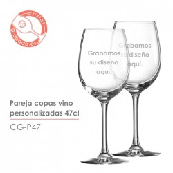 Pareja copas vino grabadas