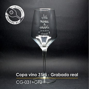 Copa de vino personalizada con motivo de boda