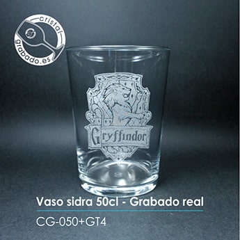 Vaso de sidra personalizado con escudo grabado láser