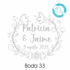 sello boda personalizado dibujo floral