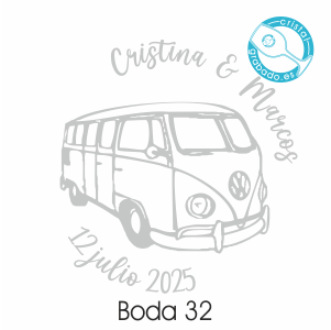 sello boda personalizado furgoneta california novios