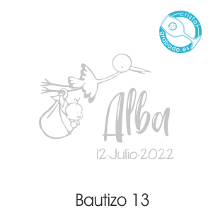 sello bautizo personalizado cigüeña Alba