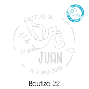 sello bautizo diseño cigüeña juan