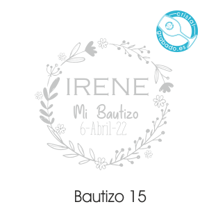 sello bautizo personalizado floral Irene