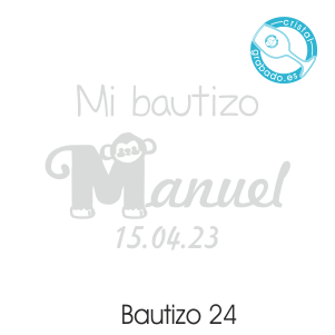 sello bautizo diseño mono manuel