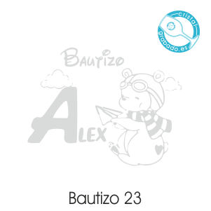 sello bautizo diseño osito Alex