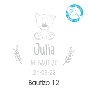 sello bautizo personalizado oso julia