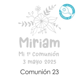 Sello de comunión con dibujo floral para personalizar