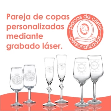 Copas grabadas y vasos personalizados mediante tecnología láser