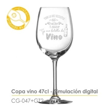 Copas grabadas con frases originales sobre el vino