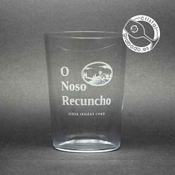 Vasos sidra personalizados mediante grabado láser.